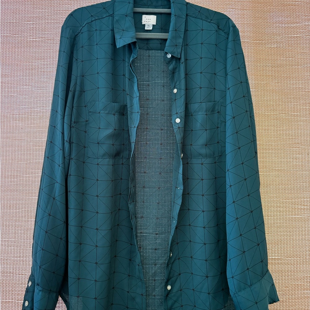 Teal/Green Geometric Women’s Blouse